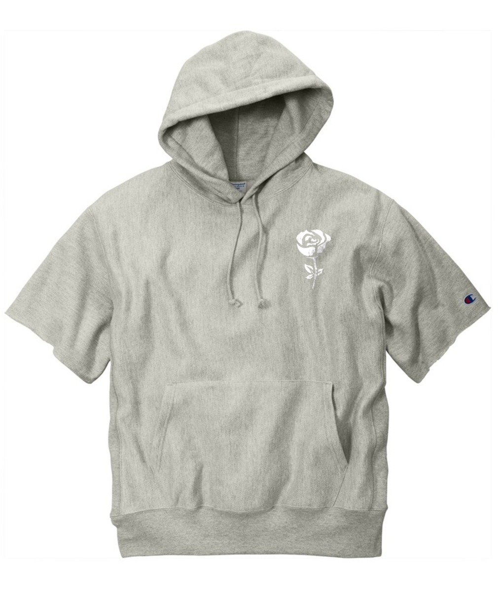 Embroidered Rose Champion Short Sleeve Hoodie