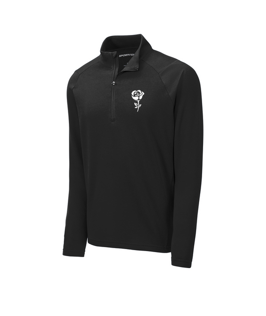 Embroidered Rose Lightweight 1/4-Zip Pullover